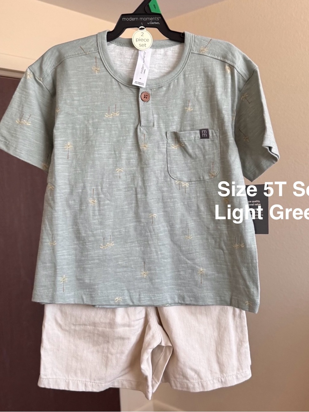 Modern Moments by Gerber Baby and Toddler Boy Henley Tee
and Short Set,5T